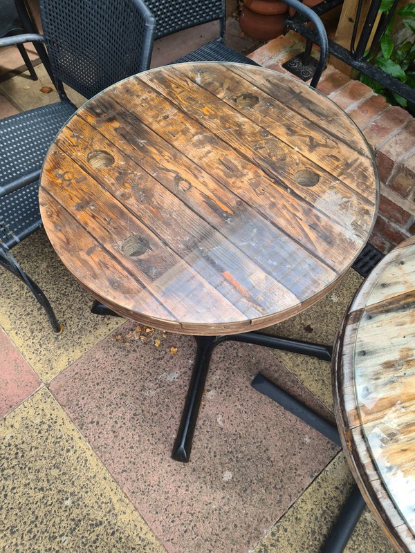 Industrial reclaimed cafe tables