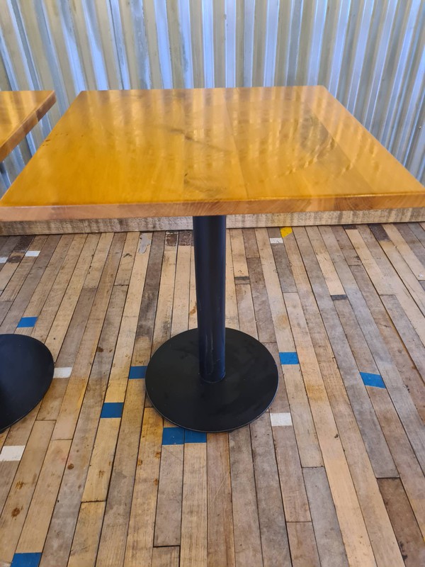 Square cafe table with pedestal base