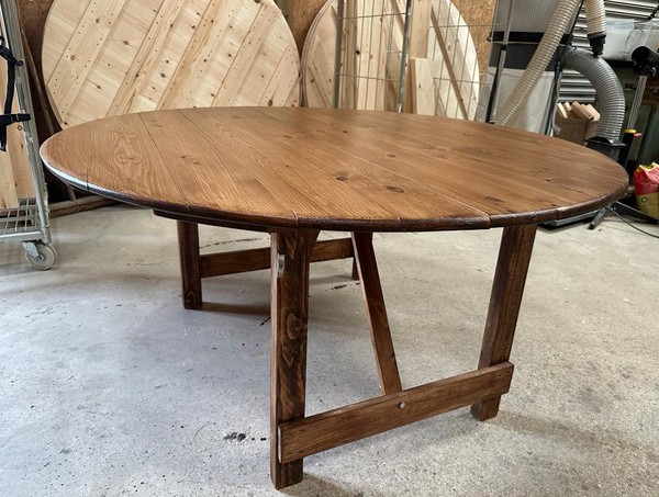 New Rustic Round Folding Trestle / Banqueting Tables For Sale