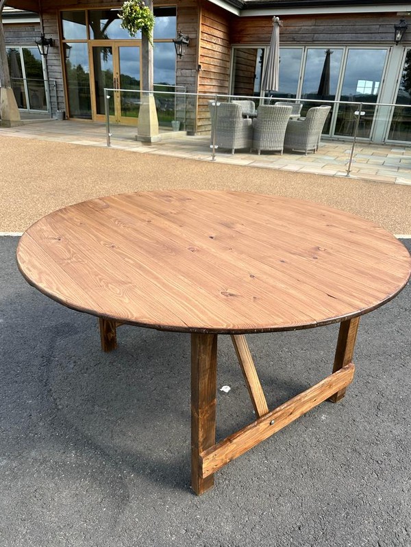 Unused Rustic Round Folding Trestle / Banqueting Tables