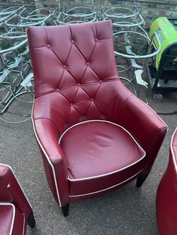 Deep Red Leather Morgan Chairs