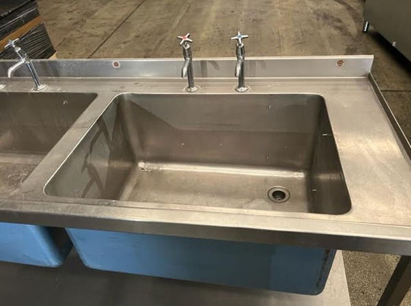 Secondhand Extra Deep Double Bowl Stainless Steel Sink For Sale