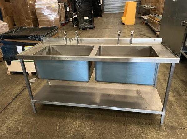 Secondhand Used Extra Deep Double Bowl Stainless Steel Sink For Sale