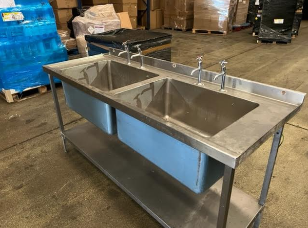Used Extra Deep Double Bowl Stainless Steel Sink For Sale