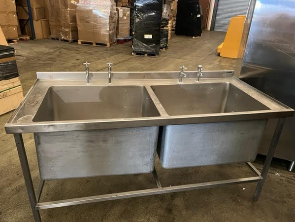 Secondhand Used Double Extra Deep Stainless Steel Sink For Sale