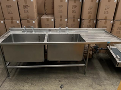 Secondhand Used Extra Deep Double Bowl Single Drainer Sink For Sale