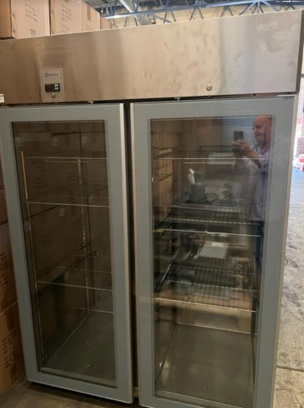 Secondhand Used Double Glass Door Stainless Fridge Electrolux For Sale