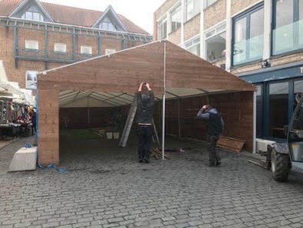 24m x 3m Hoecker Marquee  with wooden walls