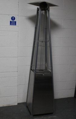 Secondhand Used 10x Stainless Steel Pyramid-Style Gas Patio Heater Silver For Sale