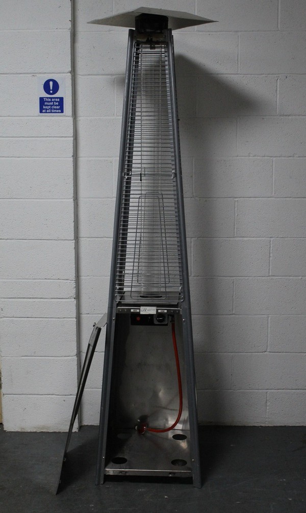 Used 10x Stainless Steel Pyramid-Style Gas Patio Heater Silver For Sale
