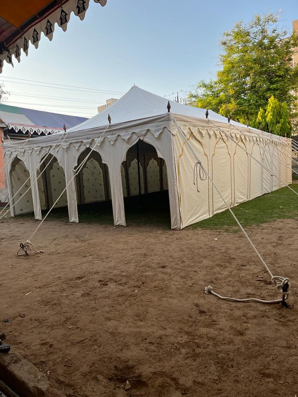 Traditional white canvas marquee