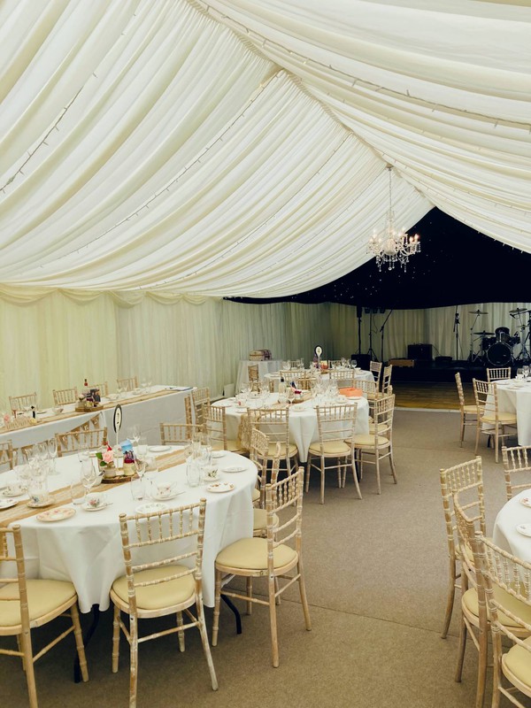 Marquee with banqueting furniture for sale