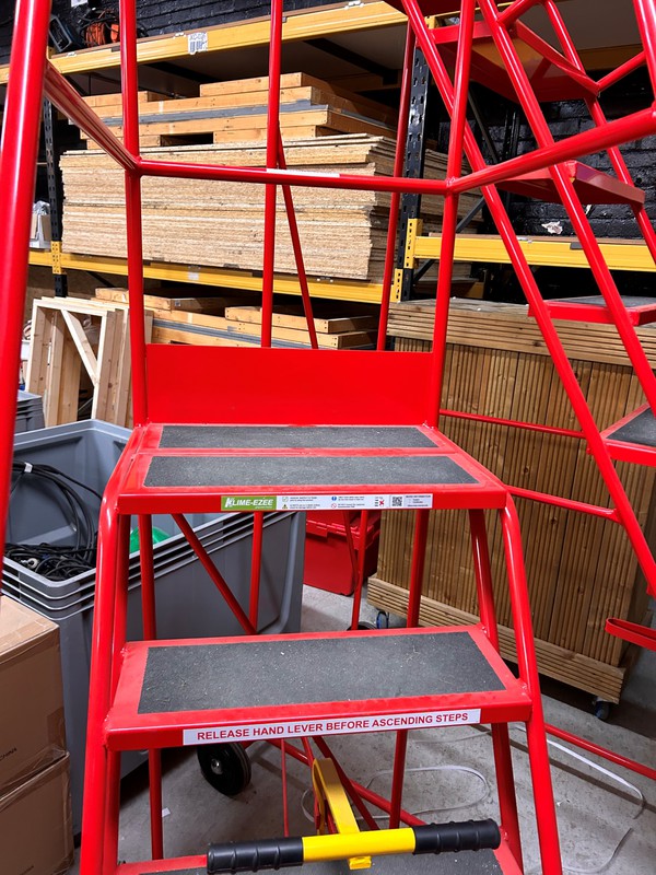 Industrial 9 Tread Mobile Step in Red For Sale