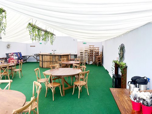 Hoecker Marquee 9m by 15m With Internal Wooden Cladding Hoecker Marquee 9m by 15m With Internal Wooden Cladding