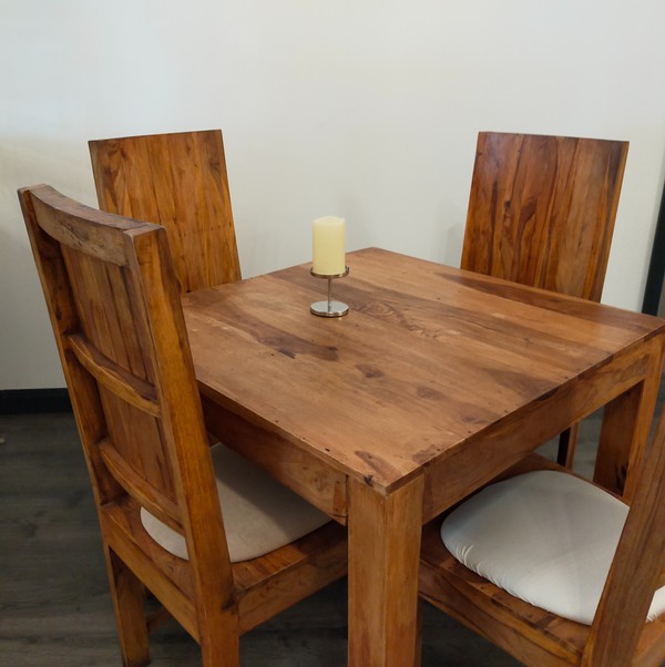 Used Solid Wood Quality Dining Chairs with Seat Pads and Covers For Sale