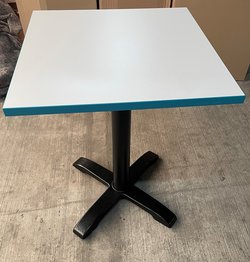 Secondhand Used 20x White Laminate Tables with Blue Edge For Sale