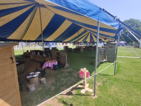37' x 85' Blue and White Big Top for sale