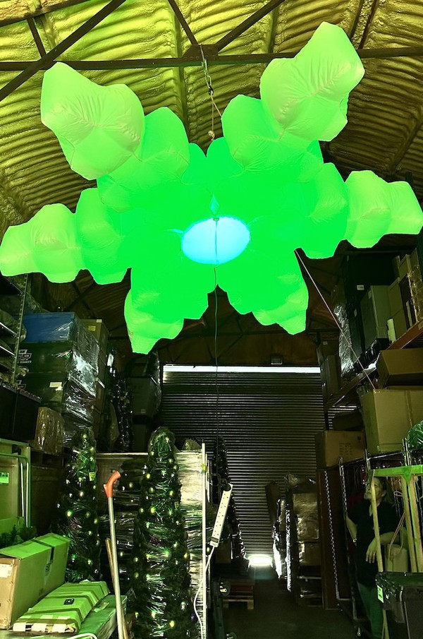 Large Green Illuminated Inflatable snowflakes