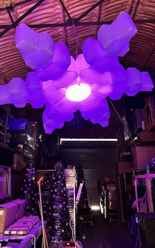 Large Purple Illuminated Inflatable snowflakes