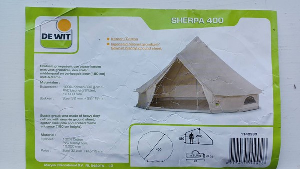 Dewit Sherpa 400 Bell tent for sale