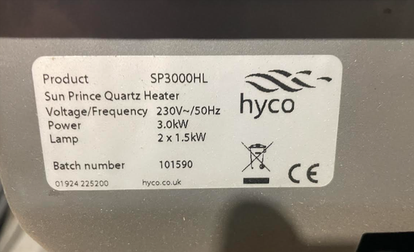 Hyco radiant heater