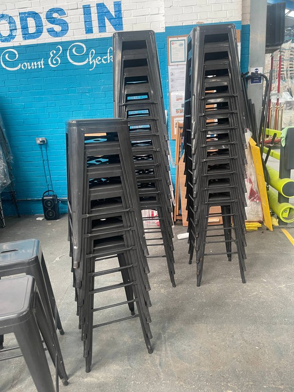 Steel stacking high bar stools