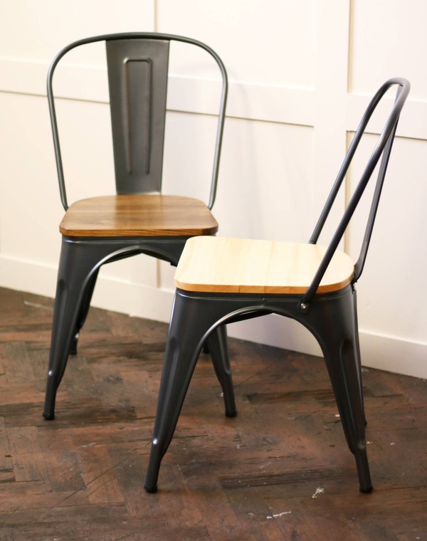 Metal stacking cafe chairs