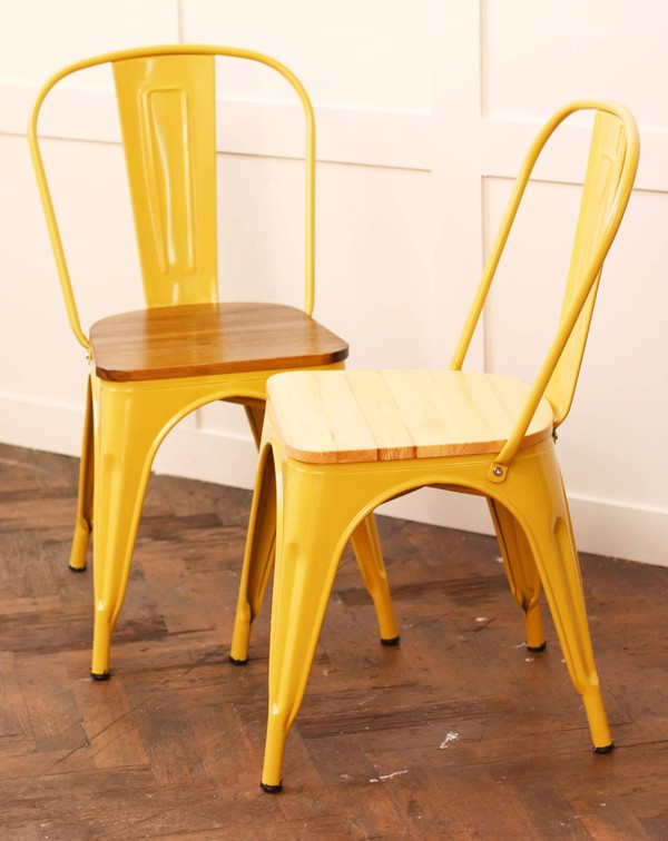 Mustard yellow tolix chairs