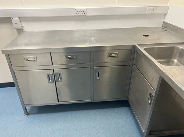 Used Stainless Steel Corner Unit with Sink For Sale