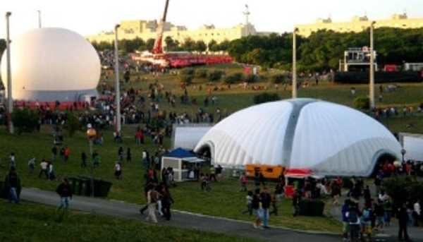 Inflatable festival marquee