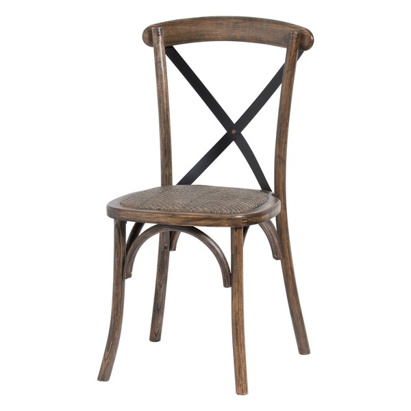 Cross Back Dark Wooden Dining Chairs
