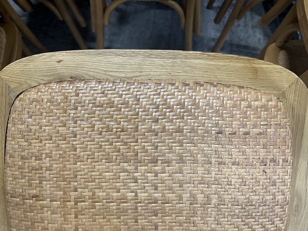 Oak Cross Back Chairs with Rattan Seat