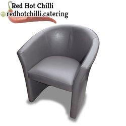 Secondhand Grey Leather Tub Chairs For Sale
