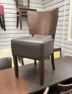 Walnut and Chocolate Brown Leather Dining Chair