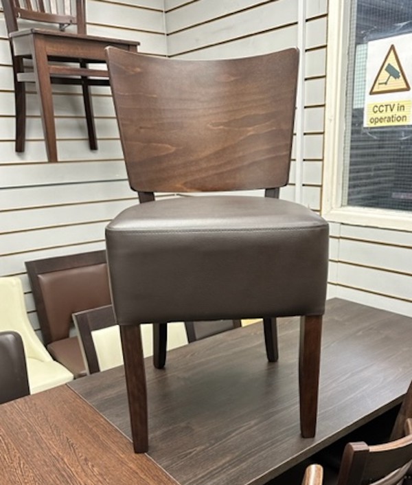 Dark Wood and and Brown Leather Dining Chair
