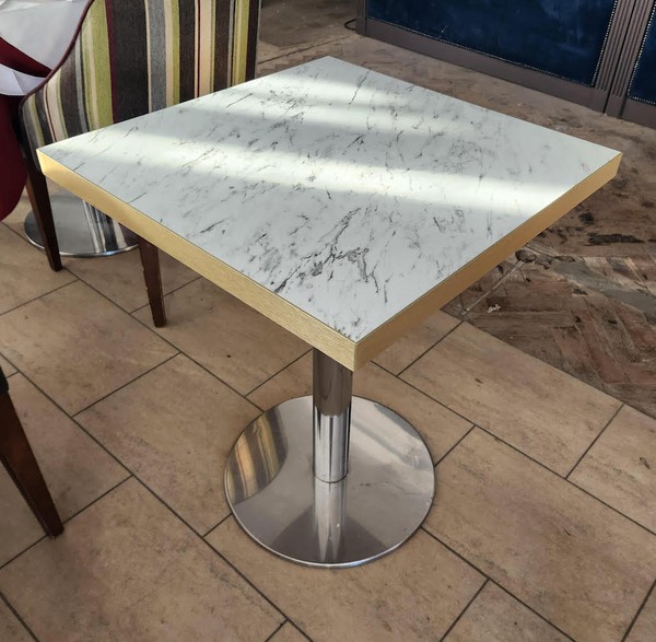 White marble effect tables