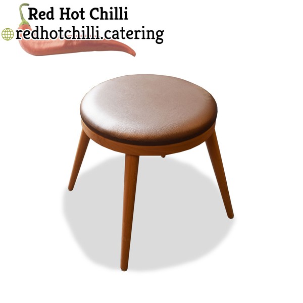 Secondhand Brown Leather Padded Low Stools For Sale