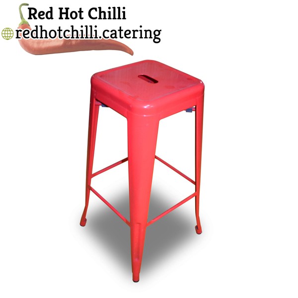 Secondhand Red Metal Bar Stools For Sale
