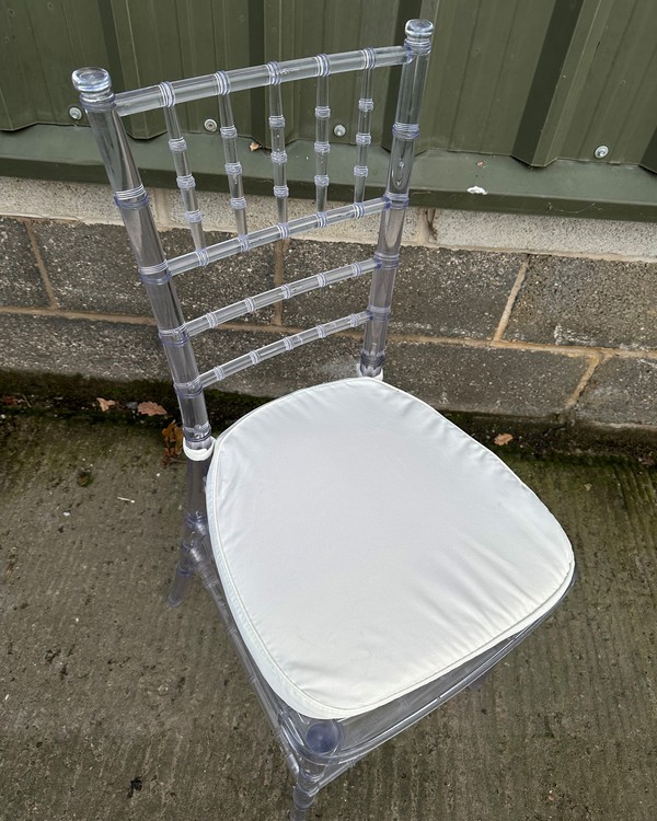 Chivari Ice Chairs with Cream White Seat Pad