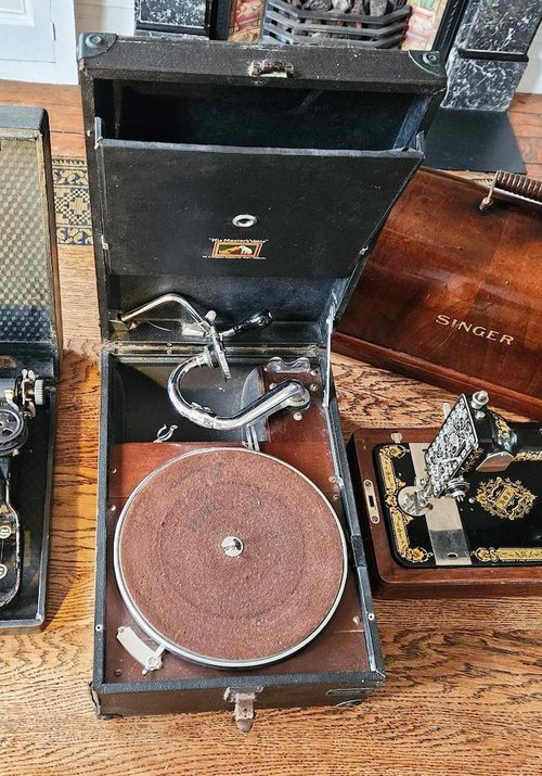 His Master's Voice gramophone record player and needles His Master's Voice gramophone record player and needles