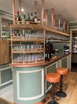 Oak Bar With Copper Top For Sale