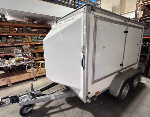 Secondhand Used Twin Axle 1700 GVW Braked Exhibition Trailer with Market Stall Frame and Motor Movers