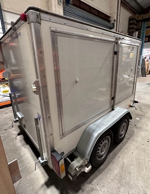 Used Twin Axle 1700 GVW Braked Exhibition Trailer with Market Stall Frame and Motor Movers