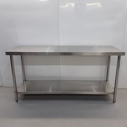 New B Grade Diaminox Stainless Steel Table with Shelf 180cm Wide