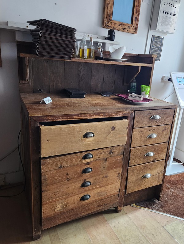 Wooden Desk With Draw And Cupboard