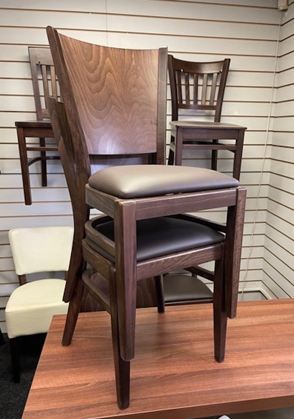 Wooden Upholstered Faux Leather Stacking Chair