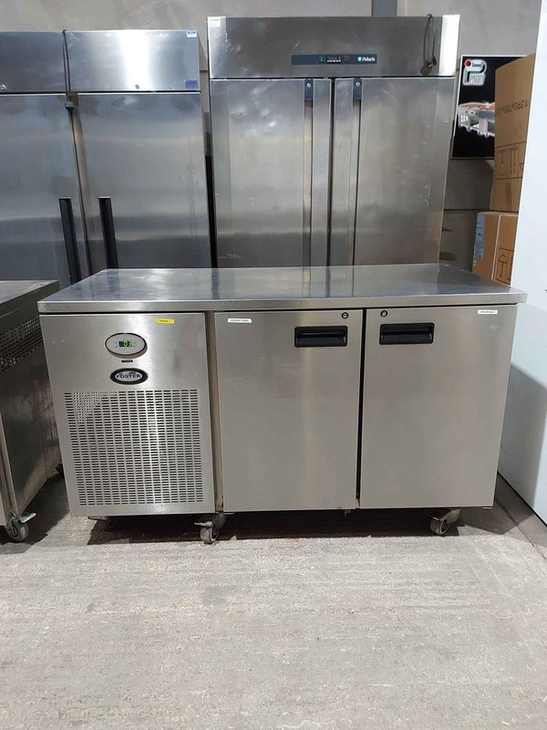 Secondhand Used Foster PRO 2 Door Prep Stainless Steel Commercial Bench Fridge