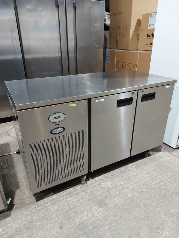 Used Foster PRO 2 Door Prep Stainless Steel Commercial Bench Fridge For Sale