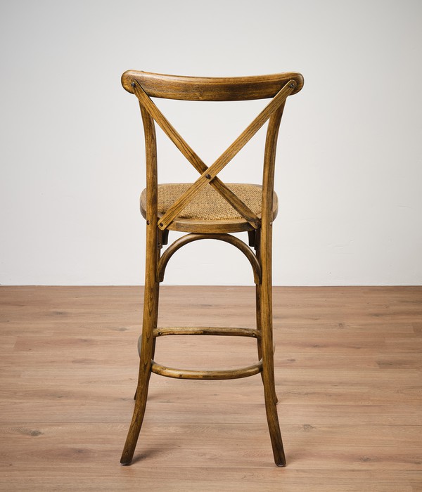 High bar stool in antique elm