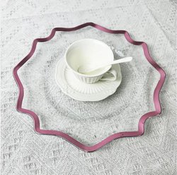 Rose Gold Glass Scalloped Rim Charger Plate